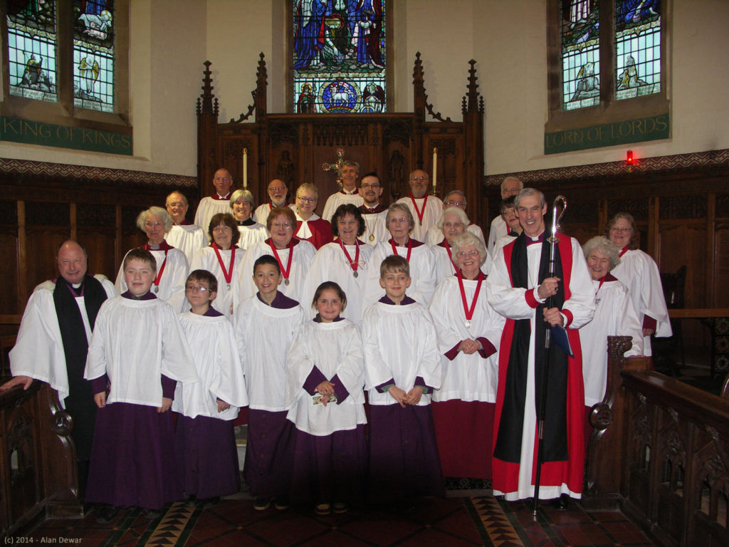 Photograph of choir after bells rededication service